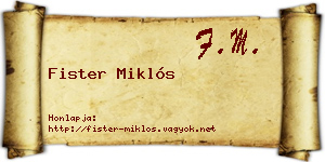 Fister Miklós névjegykártya